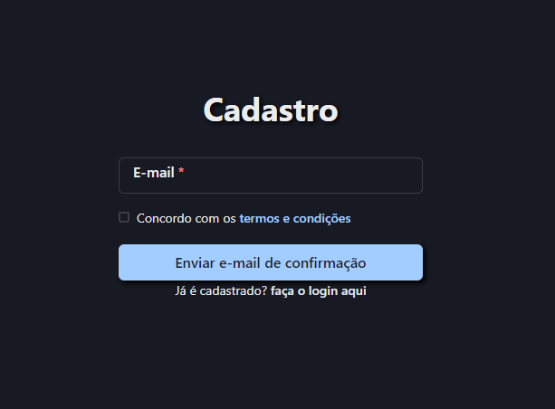 Formulário inicial de cadastro
